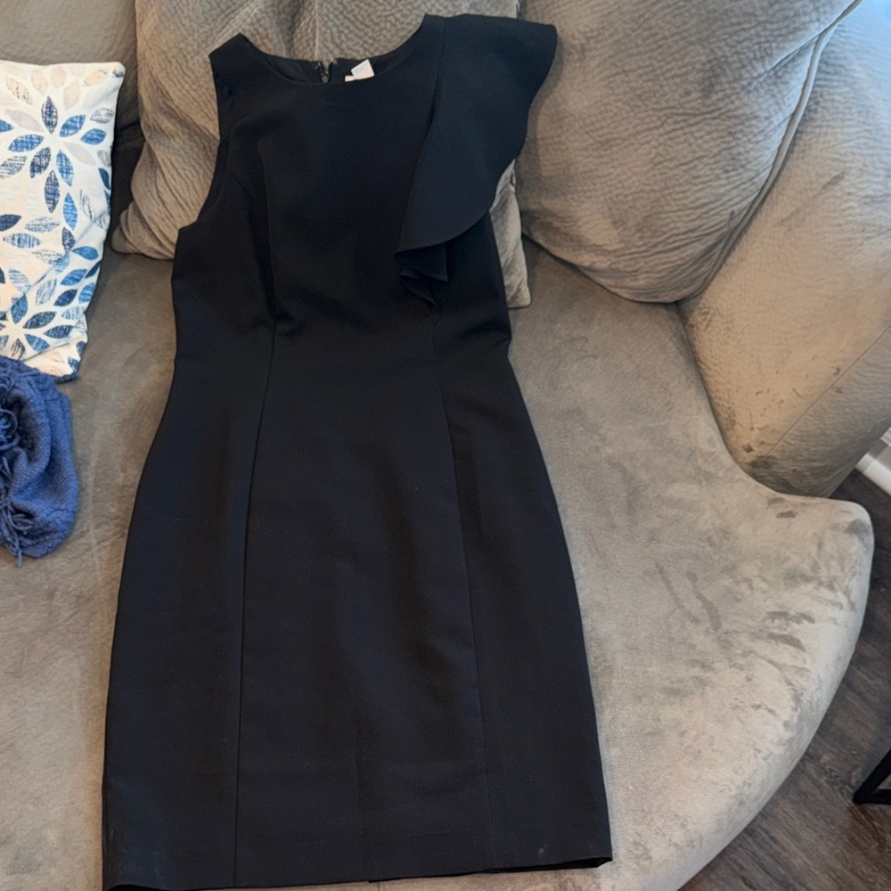 White House Black Market Black One-Shoulder Ruffle Sheath Dress